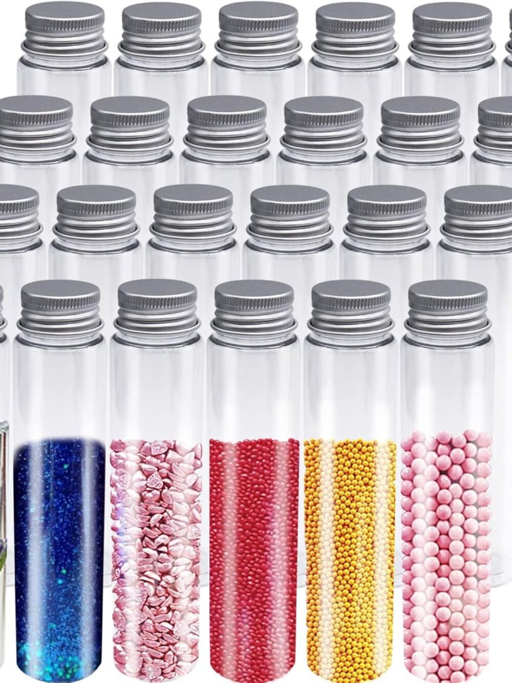 24 Pcs 115ml Test Tubes,Clear Plastic Test Tubes with Caps,Flat-Bottomed Bath Sa